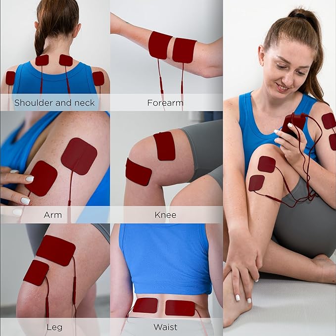 4 in 1 - D.I.Y & Tens Unit & EMS & Massage Muscle Stimulator, Dual Channel TENS Units Therapy Machine for Pain Relief, FDA Cleared Rechargeable Electronic Pulse Massager,with 12pcs Electrode Pads