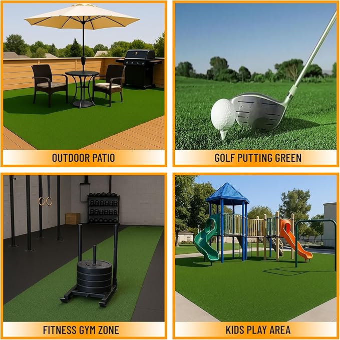 Ottomanson Artificial Turf Golf Hitting Mat 3' x 9' Indoor/Outdoor Waterproof Synthetic Fake Grass for Putting Practice Baseball Football Sports Gym Backyard, Custom Size 2' up to 30'