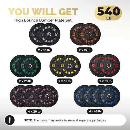 2 Inch Bumper Plates，10-500lbs，Barbell Rubber Olympic Weight Plates Set for Home Gym, Strength Training & Weight Lifting, Multiple Options Colors