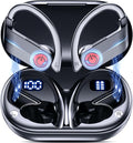 EUQQ Ear Buds Wireless Bluetooth Earbuds, Noise Cancelling Headphones 120H Playtime，IPX7 Waterproof Sports with Earhooks,LED Display Wireless Earphones for Running Gym Workout-Black