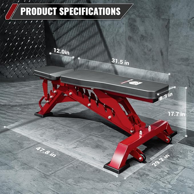 Major Fitness Weight Bench, Capacity Bench Press and 32 Adjustable Positions Strength Training Bench for Garage and Home Gym Workouts, Weight Lifting, and Bench Press