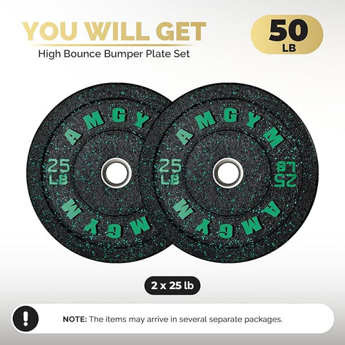 2 Inch Bumper Plates，10-500lbs，Barbell Rubber Olympic Weight Plates Set for Home Gym, Strength Training & Weight Lifting, Multiple Options Colors