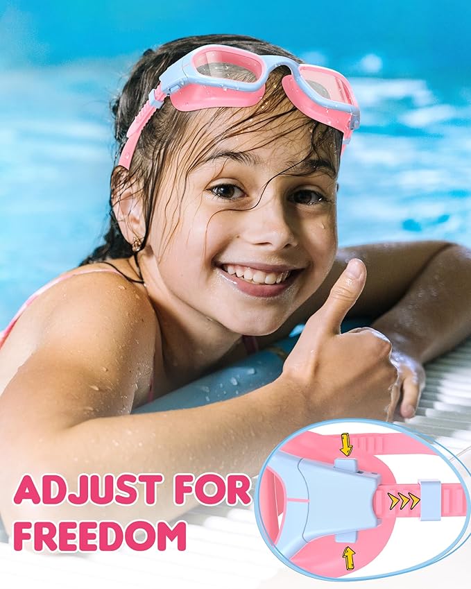 Kids Swim Goggles,Swimming Goggles for Kids 6-14, Anti-Fog UV Protection Pool Glasses for Boys Girls