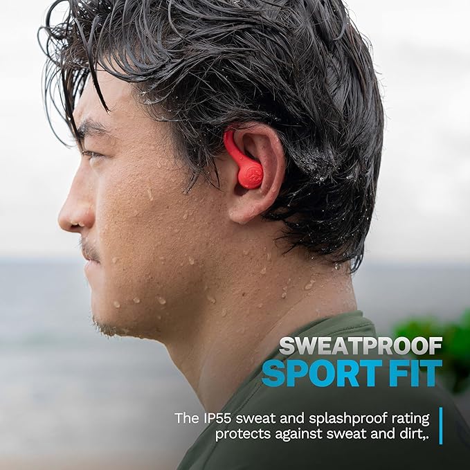 JLab Go Air Sport+ Wireless Workout Earbuds Featuring C3 Clear Calling, Secure Earhook Sport Design, 35+ Hour Bluetooth Playtime, and 3 EQ Sound Settings (Coral)