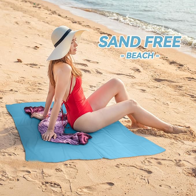 Microfiber Beach Towel-Perfect for Travel, Sports, Camping, Swimming, Yoga, Gym- Quick Dry, Sand Free, Compact, Lightweight, Absorbent (Marine Blue, X Large)