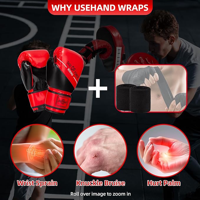 3-in-1 Boxing Pads and Kick Punching Mitts Set, Leather Hand Target Focus Pads, MMA Muay Thai Pads for Kicking Taekwondo Karate Kickboxing, Kids Adults Boxing Training Sparring Gear Equipment