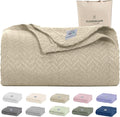 Cloud Scape Linen Herringbone Cotton Throw Blanket for Couch, Bed,Sofa, Home Decor, Soft, Lightweight, All-Season Bed Blanket, 50 x 70,Beige Fog