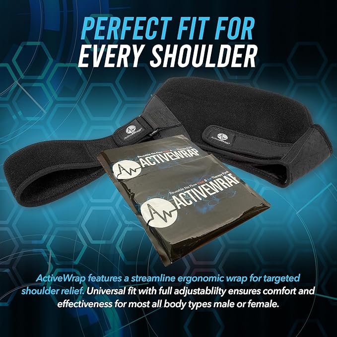ActiveWrap Shoulder Ice Pack Wrap, with 2 Reusable Gel Packs for Shoulder Pain Relief, Rotator Cuff Cold Therapy, Adjustable Compression Straps, Post-Surgery Must-Have, Large/X-Large