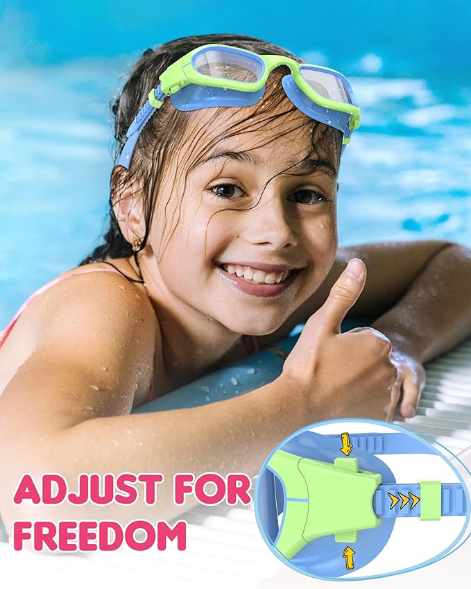 Kids Swim Goggles,Swimming Goggles for Kids 6-14, Anti-Fog UV Protection Pool Glasses for Boys Girls
