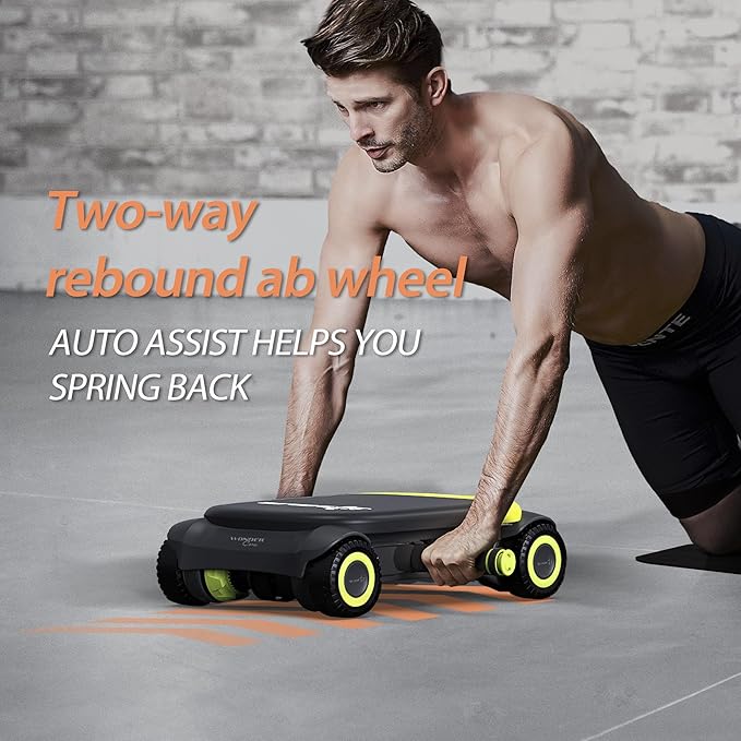 WONDER CORE Slide Fit, Ab Roller Board with 4 Wheels, Automatic Rebound Abdominal Wheel for Core Workout, Ab Exercise Equipment, Abdominal Exerciser, Heroboard Fitness Rolling Board with Knee Pad