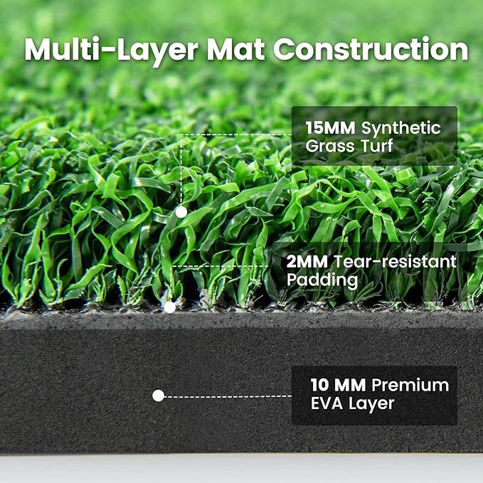 Tangkula Golf Hitting Mat, Artificial Turf Mat for Indoor/Outdoor Golf Practice Includes 2 Rubber Tees & 2 Alignment Sticks, Golf Training Mat for Home Backyard Garage