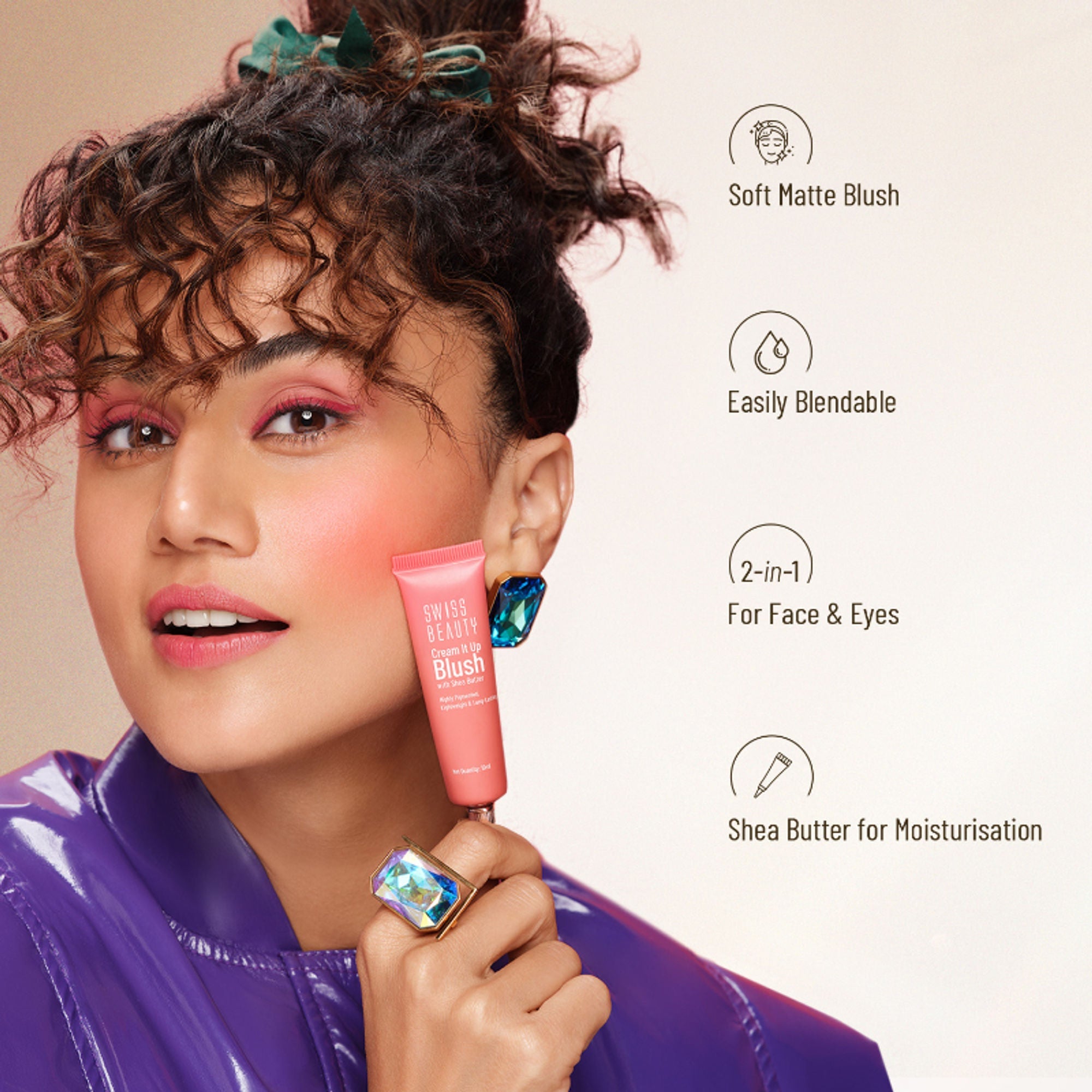 Swiss Beauty Cream It Up Blusher With Shea Butter , Multi-Functional , Matte Finish - 5 Cheek-o-pink