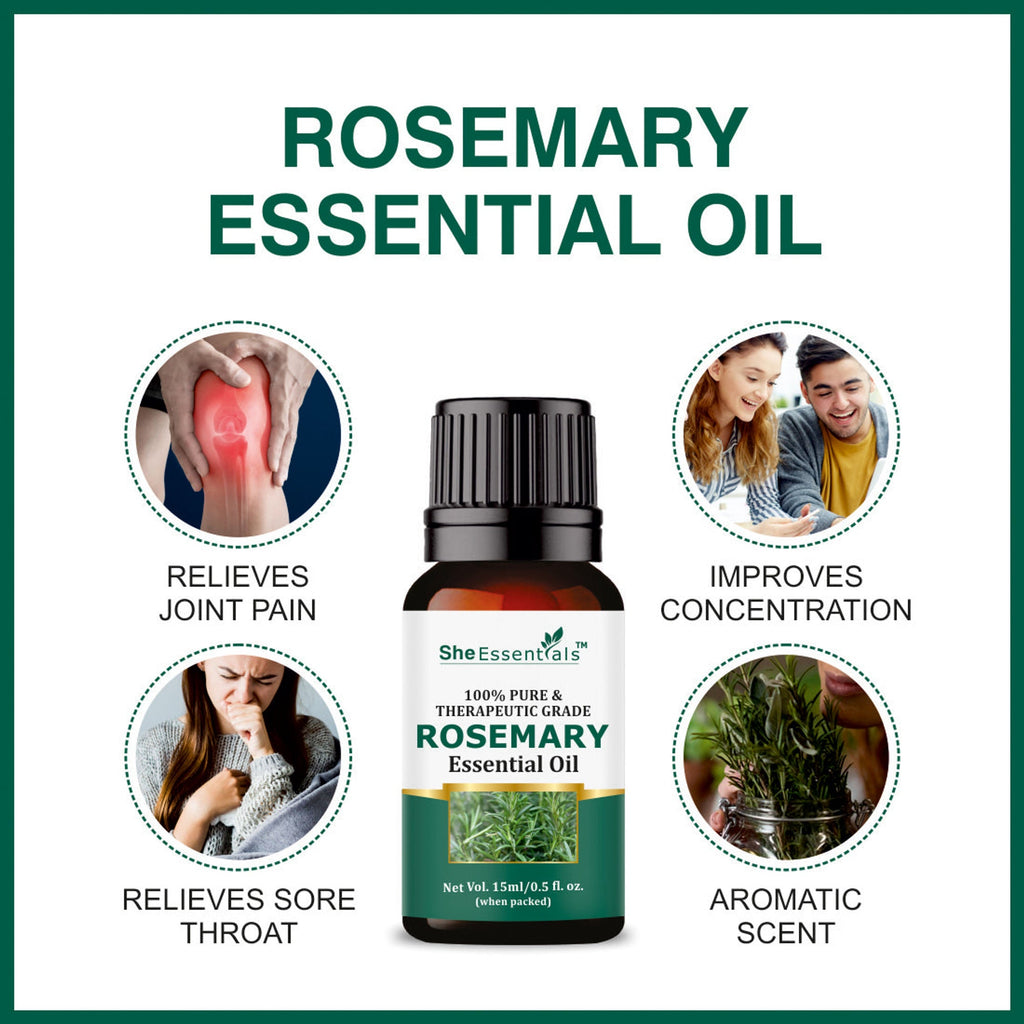 She Essentials Argan Carrier Oil, Rosemary & Tea Tree Essential Oil - Skincare & Hair Care