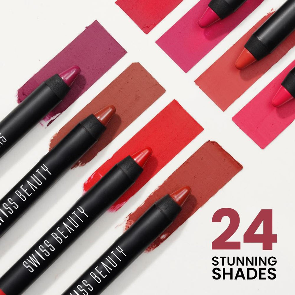 Swiss Beauty Matte Long Lasting Stay Maxx Lip Crayon Lipstick Matte Finish - Hot Red