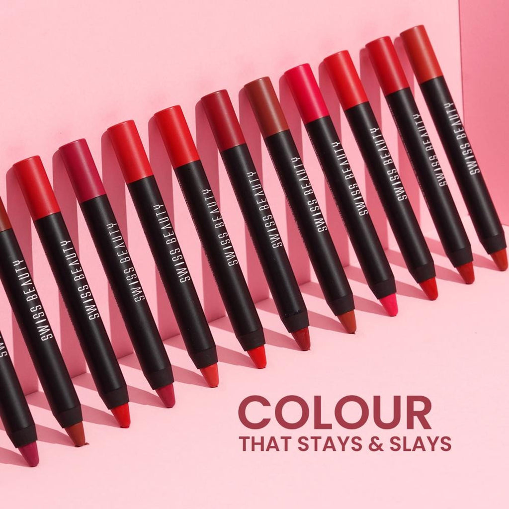 Swiss Beauty Matte Long Lasting Stay Maxx Lip Crayon Lipstick Matte Finish - Murphy Wine