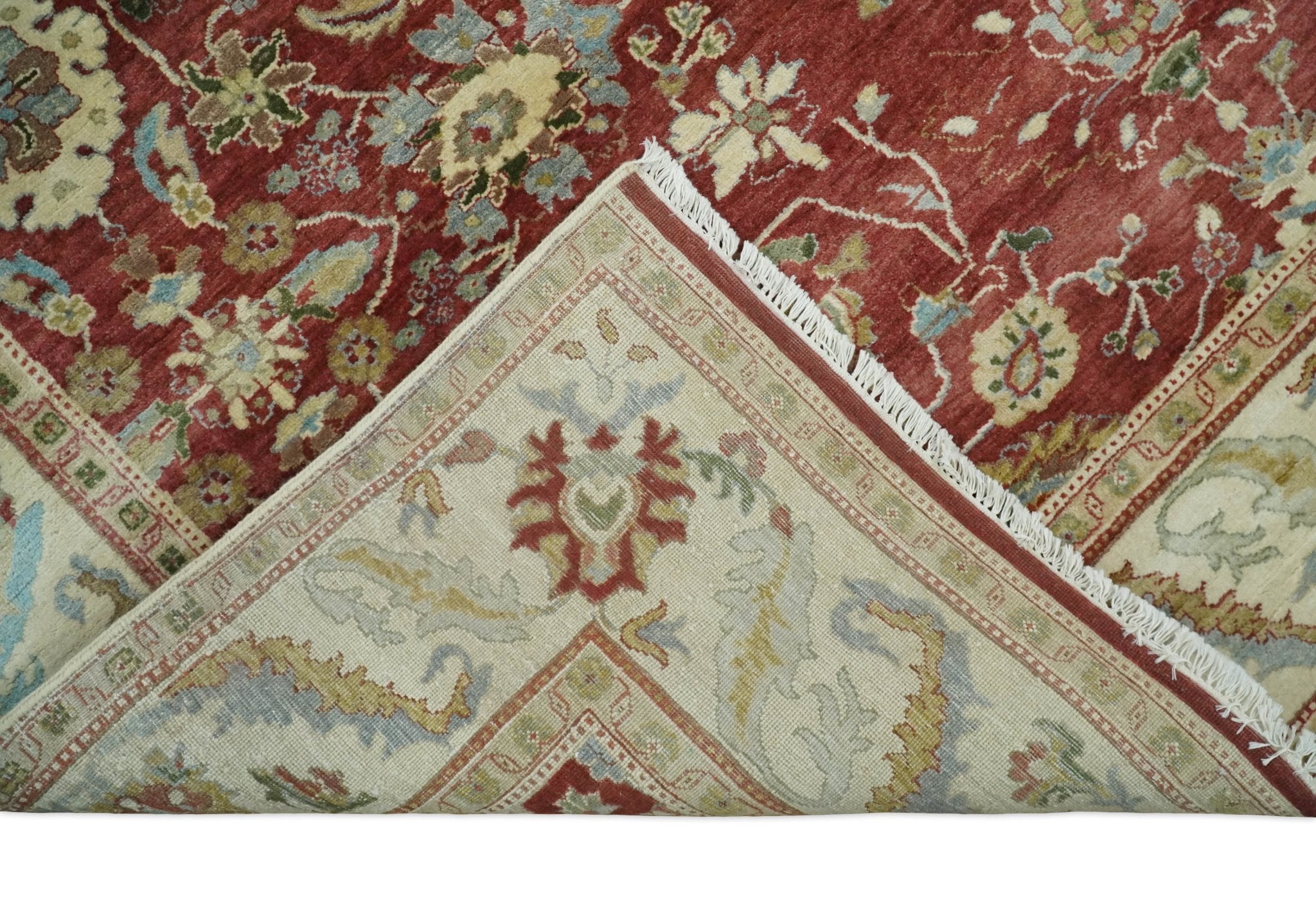 8x10 Fine Hand Knotted Rust and Ivory Traditional Vintage Persian Style Antique Wool Rug | AGR20