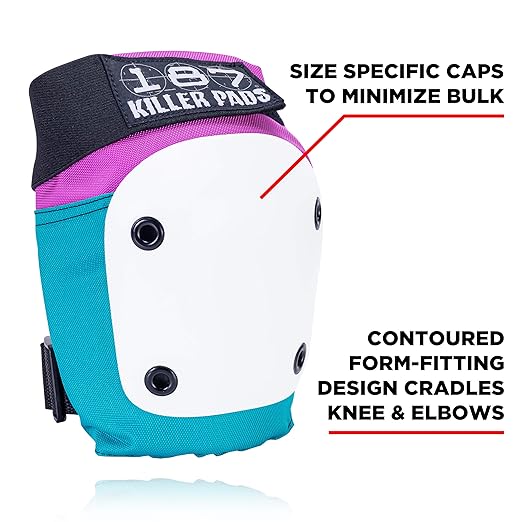 187 Killer Pads Six Pack Pad Set, Elbow Pads, Knee Pads, and Wrist Guards - Ideal for Skateboarding, Roller Skating, and Inline Skating