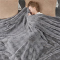 Cozy Bliss Faux Fur Throw Blanket for Couch - Soft Checkered Fuzzy Cozy Throw Gifts Blankets for Women,Grey Boho Blanket for Sofa Bedroom Living Room.50 * 60 Inches