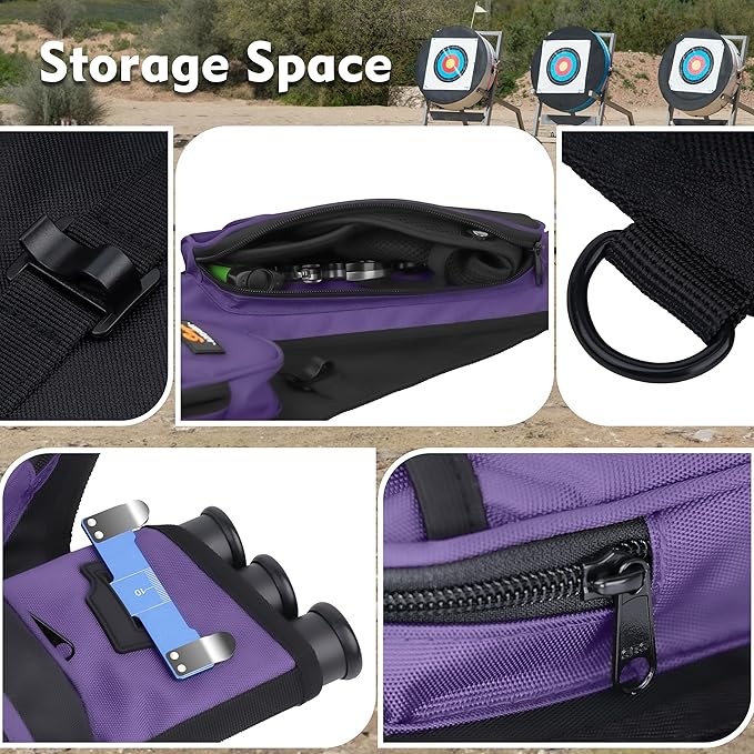 SUNYA Archery Hip Quiver for Arrows. Includes 3 Tubes Arrow Holder, Accessories Pockets and Waist Belt. Fit for Compound and Recurve Bow Practice.