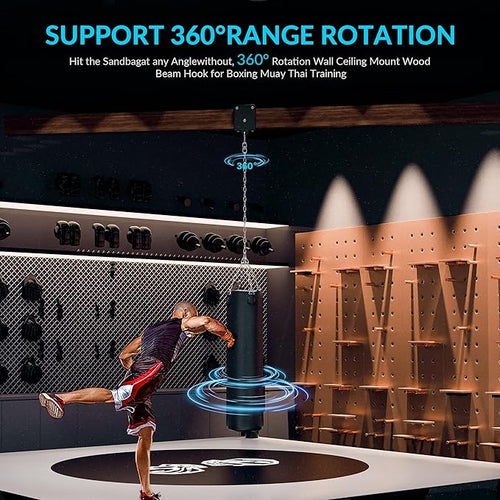 1200lb Heavy Punching Boxing Bag Hanger, 360° Beam Punching Bag Hanger, Rafter Heavy Bag Mount Hook, Punching Bag Mounting Bracket, Rotation Wall Ceiling Mount Bracket for Muay Thai Yoga Swing Hammock