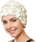 BEEMO Floral Petal Ladies Bathing Swim Cap Women Retro Swim Hat Long/Short Hair