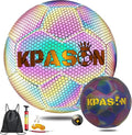 Soccer Ball, Holographic Reflective Glowing Soccer Ball for Men Women Training
