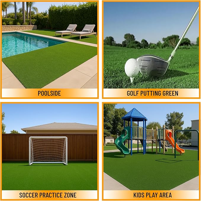 Ottomanson Artificial Turf Golf Hitting Mat 6'6" x 10' Indoor/Outdoor Waterproof Synthetic Fake Grass for Putting Practice Baseball Football Sports Gym Backyard, Custom Size 2' up to 30'