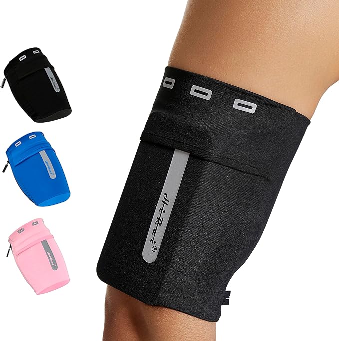 HiRui Running Armband Sleeve Universal Sports Armband Cell Phone Holder Armband for Exercise Workout, Compatible with iPhone 16/15/14/13/Plus/Pro Samsung Galaxy All Phones (XL, Black)