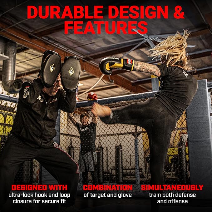 Revgear Phoenix Boxing Mitts and Pads Pair (All in One - Target & Glove) - Ideal Boxing Equipment for Men, Women, Kids - Perfect for MMA, Muay Thai, Kickboxing, Sparring, and Boxeo Training