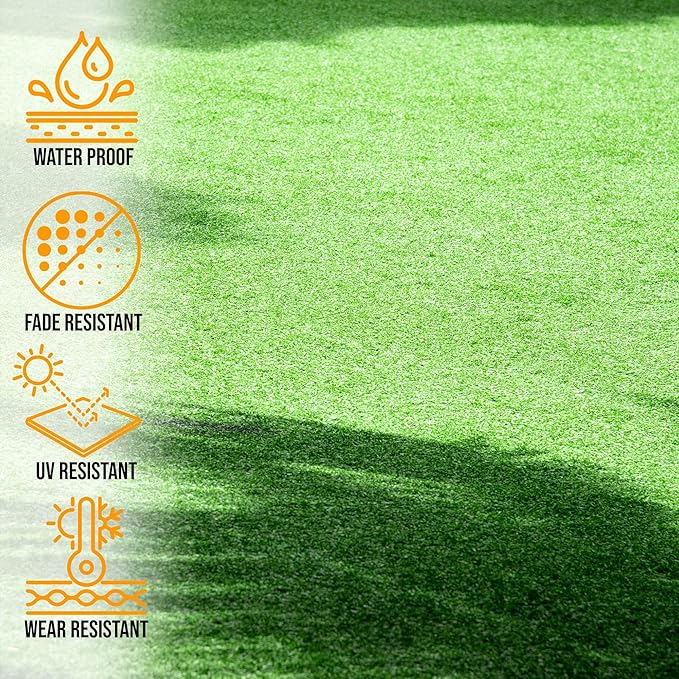 Ottomanson Artificial Turf Golf Hitting Mat 6'6" x 19' Indoor/Outdoor Waterproof Synthetic Fake Grass for Putting Practice Baseball Football Sports Gym Backyard, Custom Size 2' up to 30'