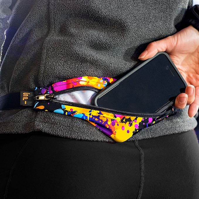 SPIbelt Running Belt for Women Men, Phone Holder for Running, Running Fanny Pack, Holder for Phone, Running Waist Pack, Adjustable Waist, [Fits All Phones]. Black with Red Zipper