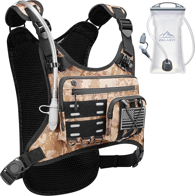 Running Vest with 2L Water Bladder, USA Original Patent, Lightweight Adjustable Chest Pack with Gear Holder, Reflective Running Hydration Vest for Women Men for Marathon
