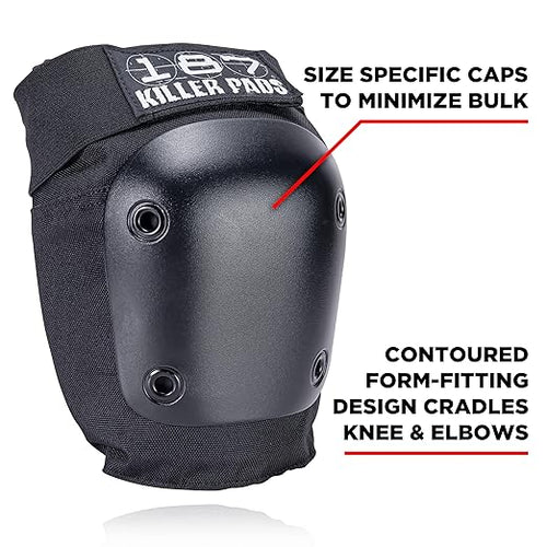 187 Killer Pads Six Pack Pad Set, Elbow Pads, Knee Pads, and Wrist Guards - Ideal for Skateboarding, Roller Skating, and Inline Skating