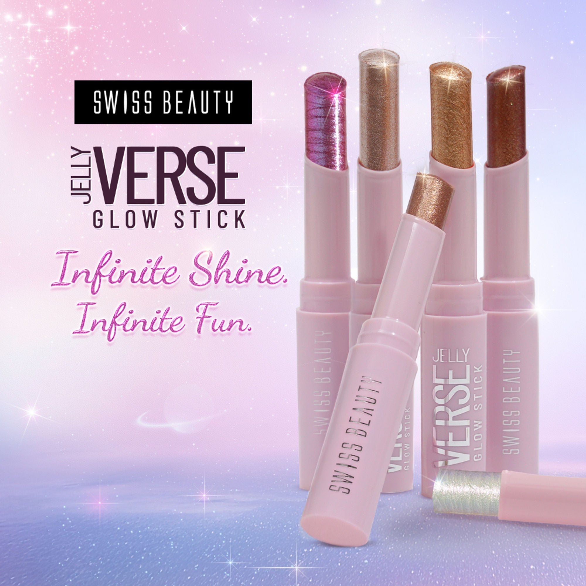 Swiss Beauty Jelly Verse Glow Eyeshadow Stick , Rich Color Payoff, Crease-Proof - Star Shower