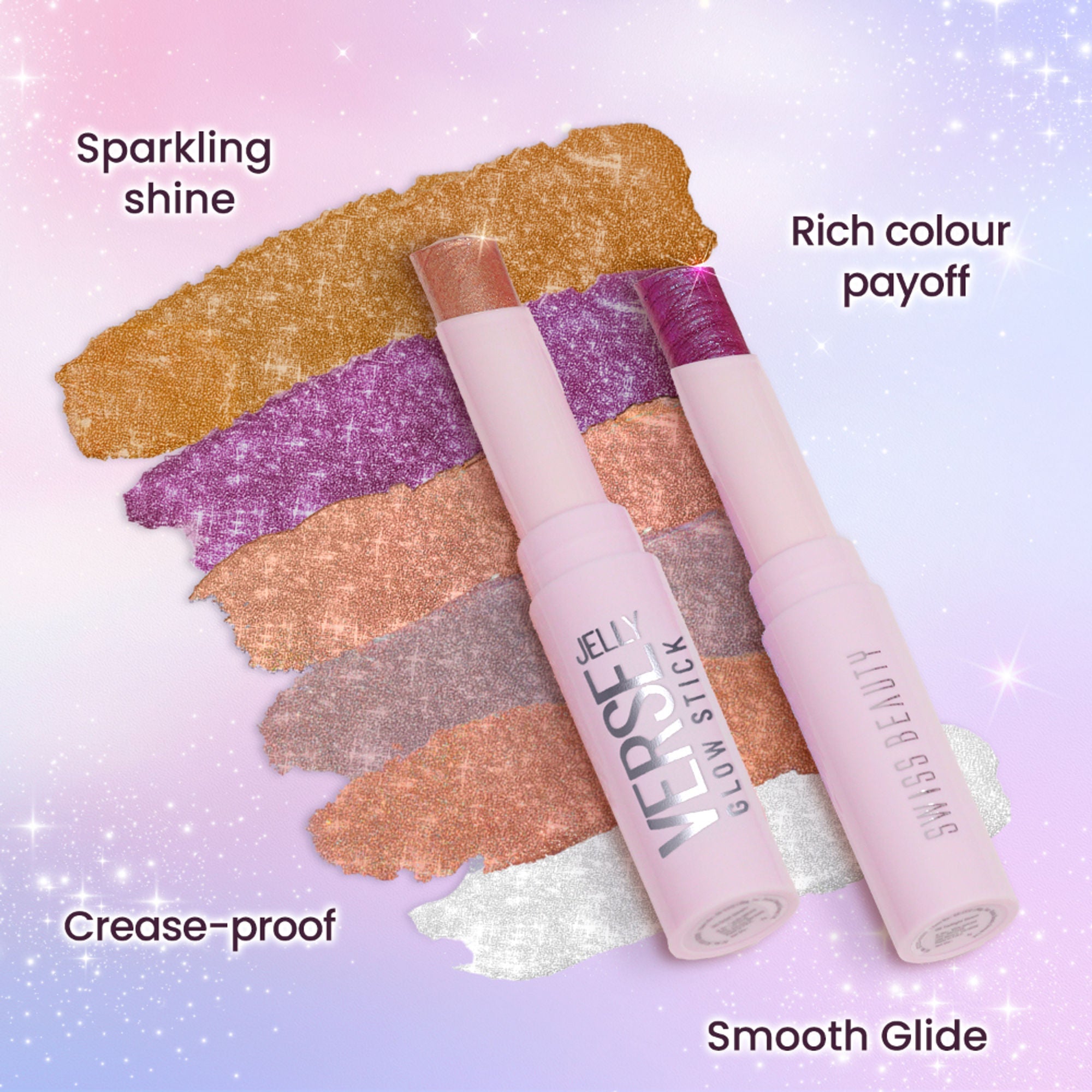 Swiss Beauty Jelly Verse Glow Eyeshadow Stick , Rich Color Payoff, Crease-Proof - Bronzed Eclipse