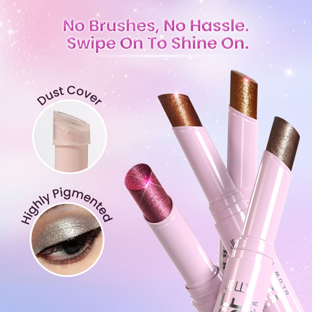 Swiss Beauty Jelly Verse Glow Eyeshadow Stick , Rich Color Payoff, Crease-Proof - Solar Flash