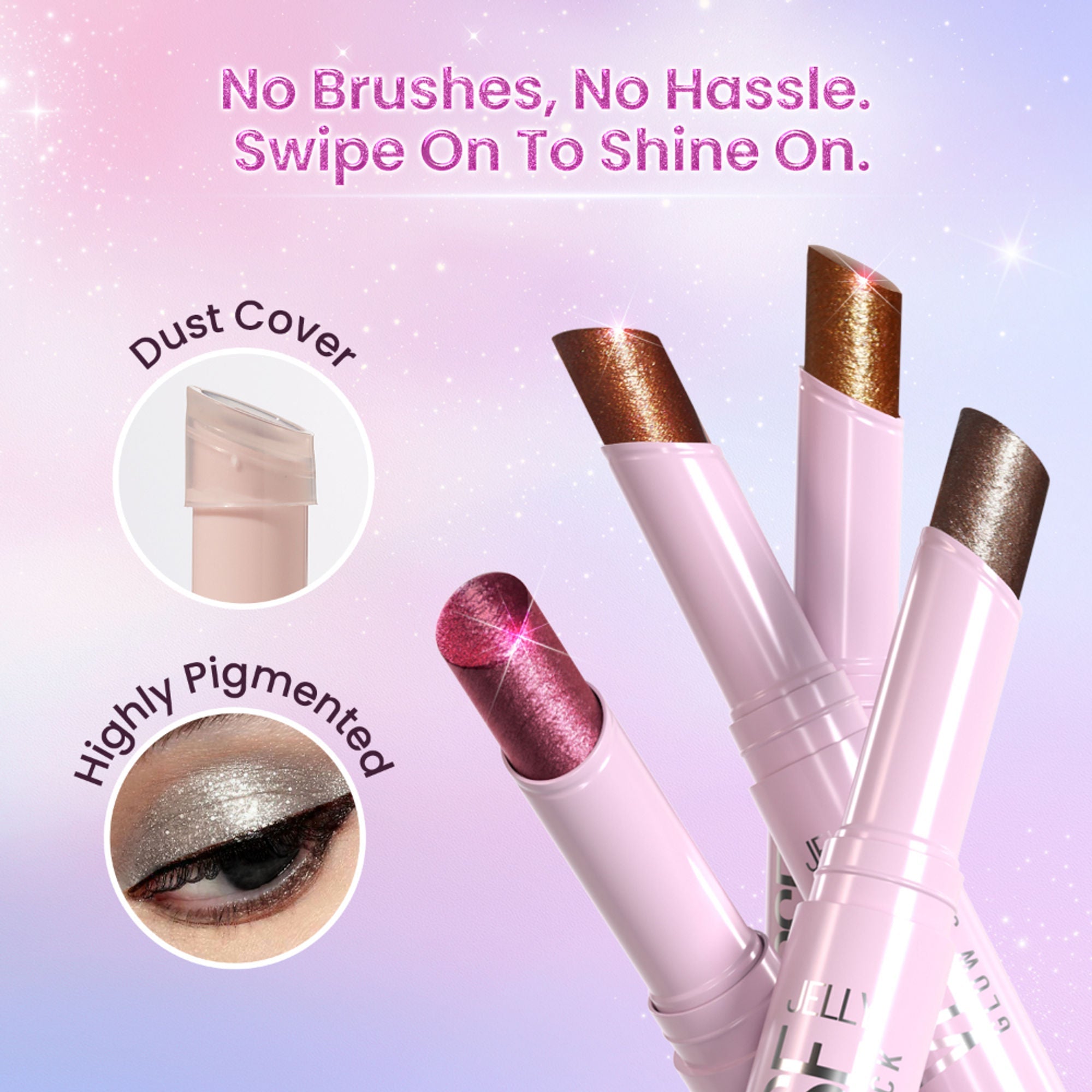 Swiss Beauty Jelly Verse Glow Eyeshadow Stick , Rich Color Payoff, Crease-Proof - Orbit Gleam