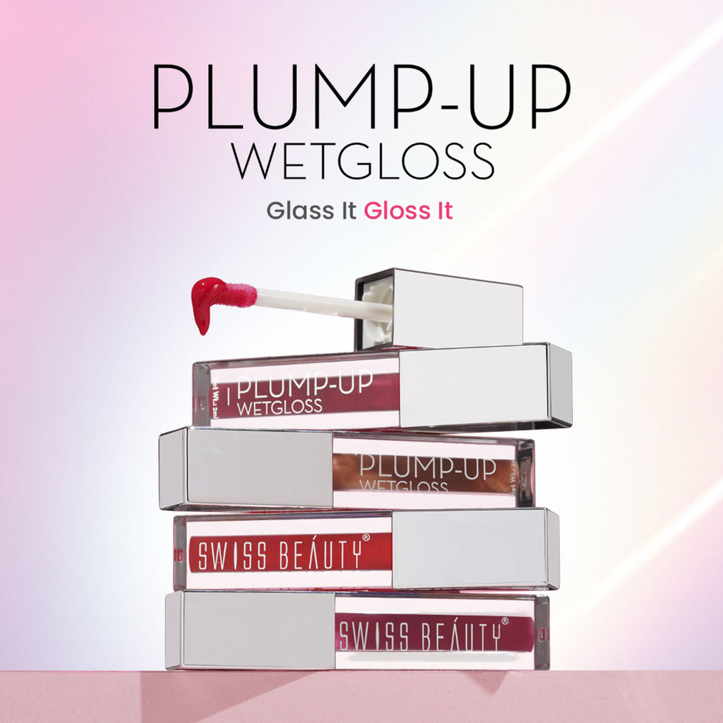 Swiss Beauty Plump Up Wet Lip Gloss For Glossy And Fuller Lips - 3 Kinde Naked