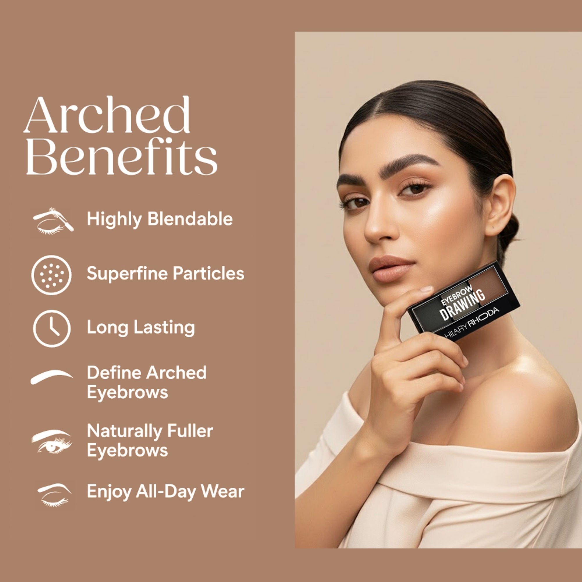 Hilary Rhoda Drawing Eyebrow Palette With 3 Natural Shades - 02