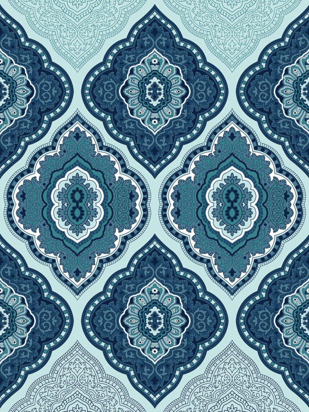 Dreamscape Blue Ethnic 144 TC Cotton Bedsheet with Reversible Pillow Covers