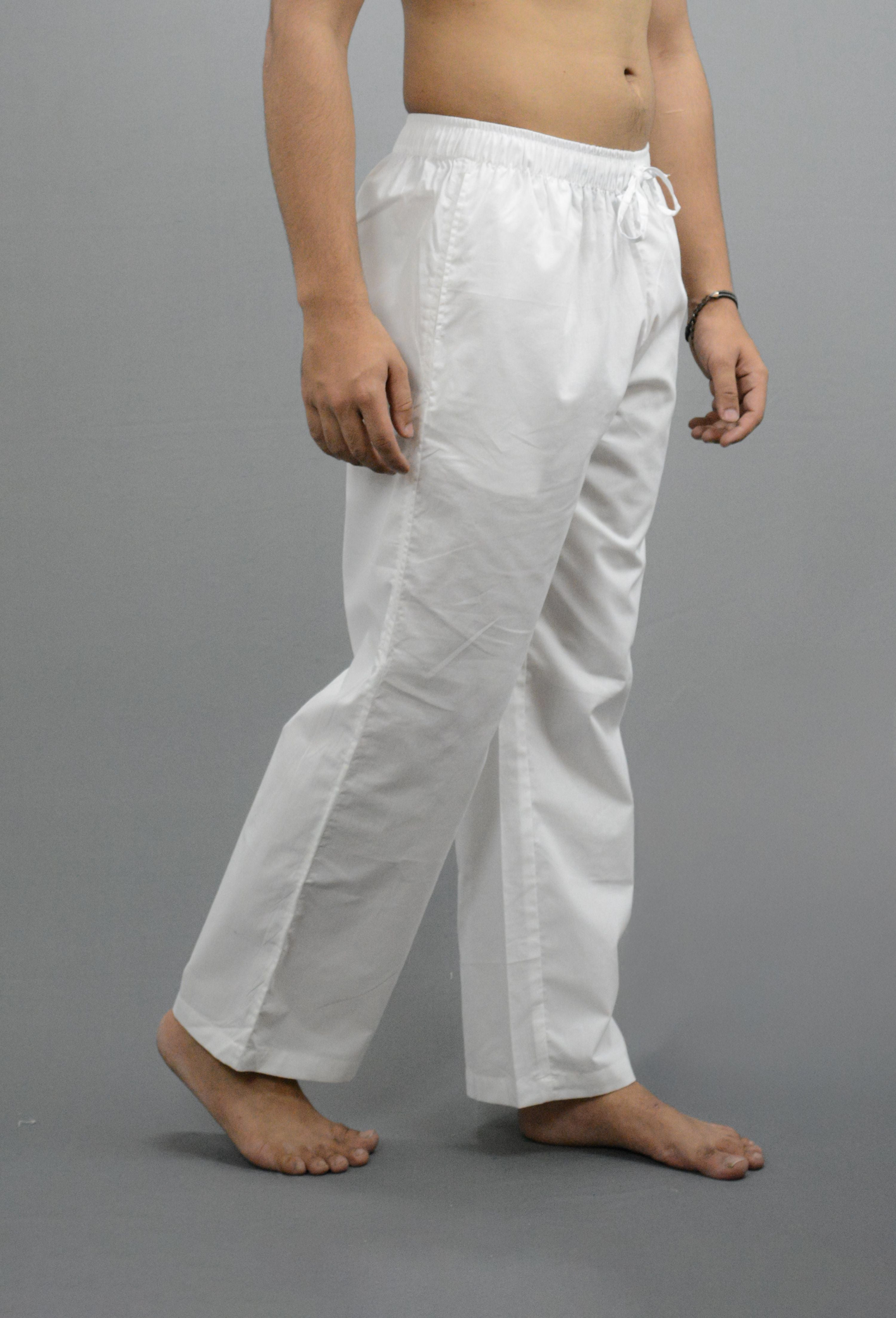 Fabmade White & Beige Combo Linen Pajama