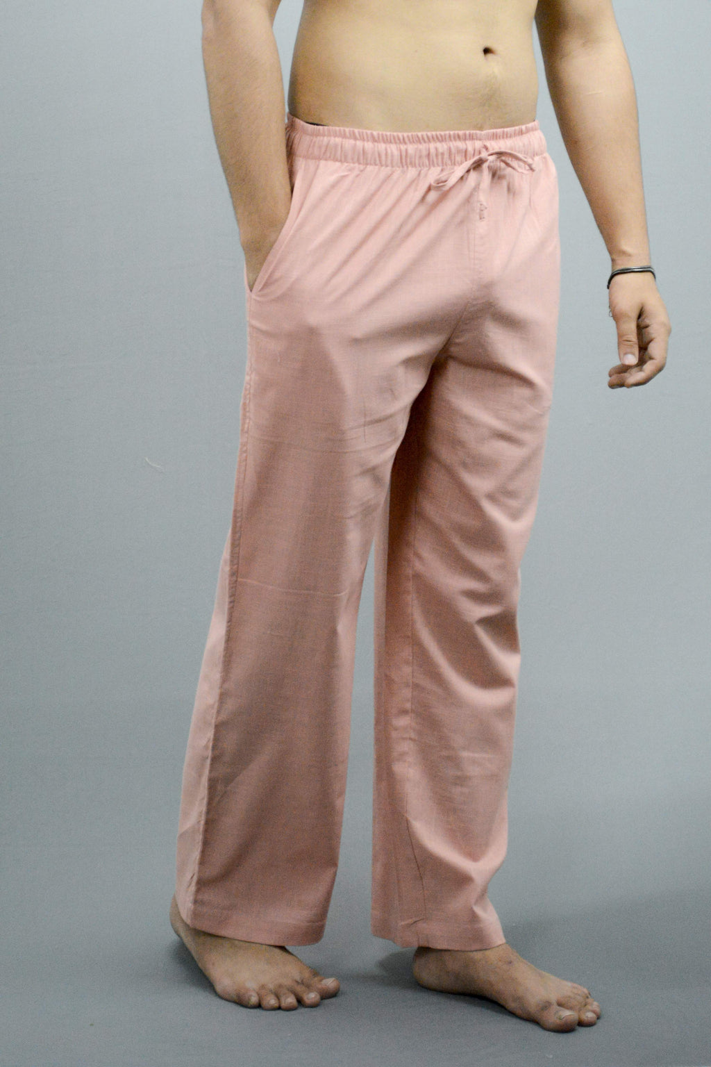Fabmade Peach & Black Combo Linen Pajama