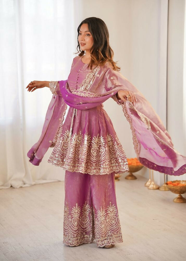 Teeya Creation Pink Color Fendy Satin Silk Embroidery Work Party Wear Salwar Suit