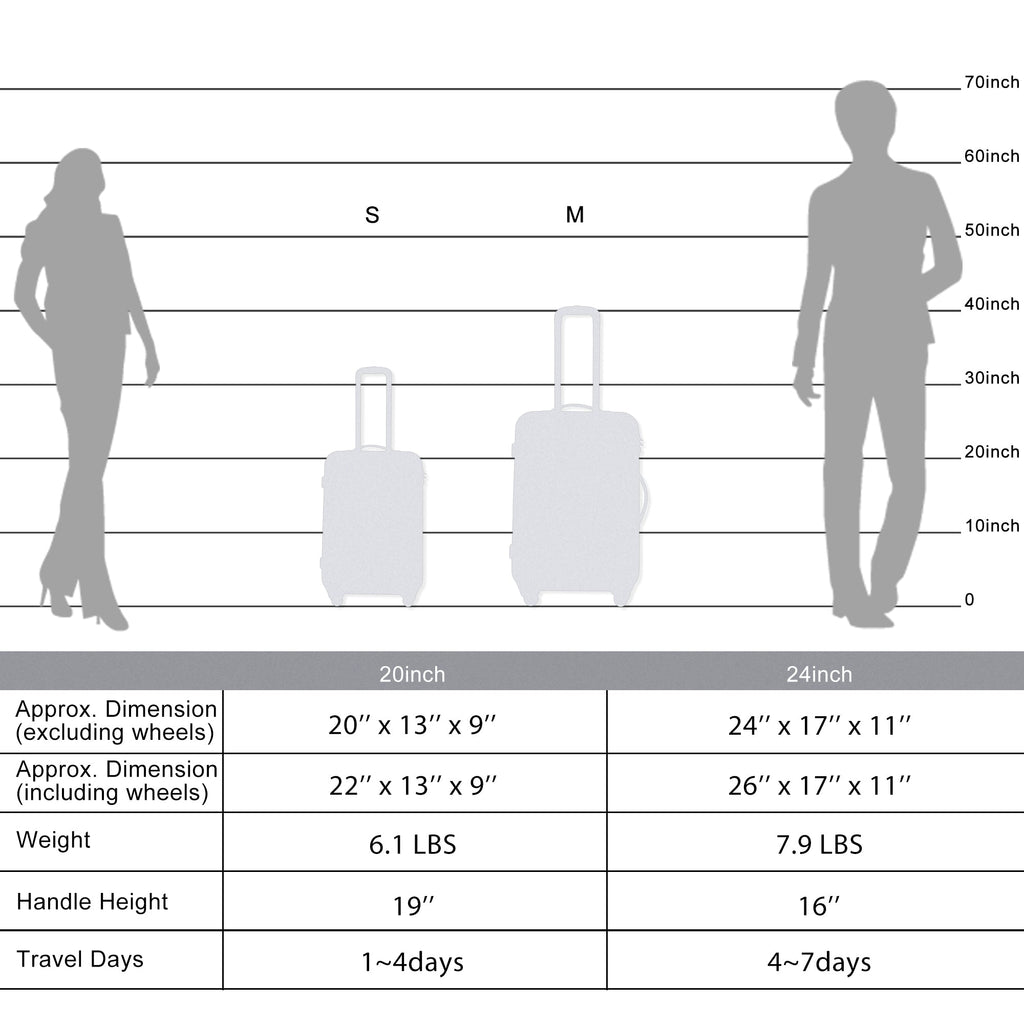 Expanable Spinner Wheel 2 Piece Luggage Set ABS Lightweight Suitcase with TSA Lock 20inch+24inch Dark Gray + Plastic