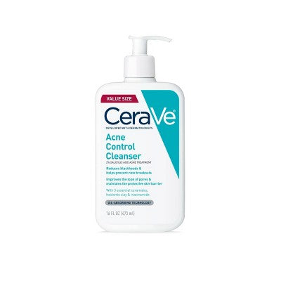 CeraVe Acne Face Cleanser 2% Salicylic Acid; Purifying Clay Oily Skin 16 fl oz - Imperfect Container