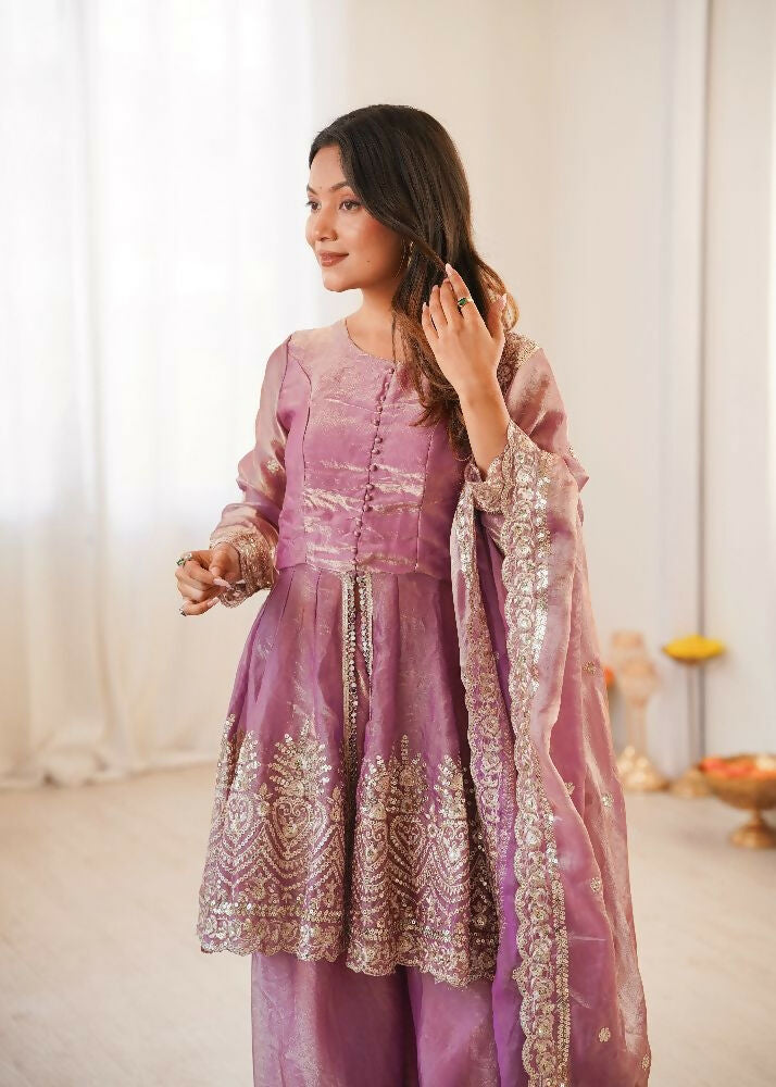 Teeya Creation Baby Pink Color Fendy Satin Silk Embroidery Work Party Wear Salwar Suit