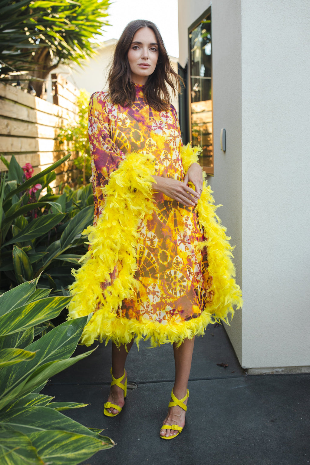 Intra Dimensiona Mockneck Caftan Kaftan Dress with Slip