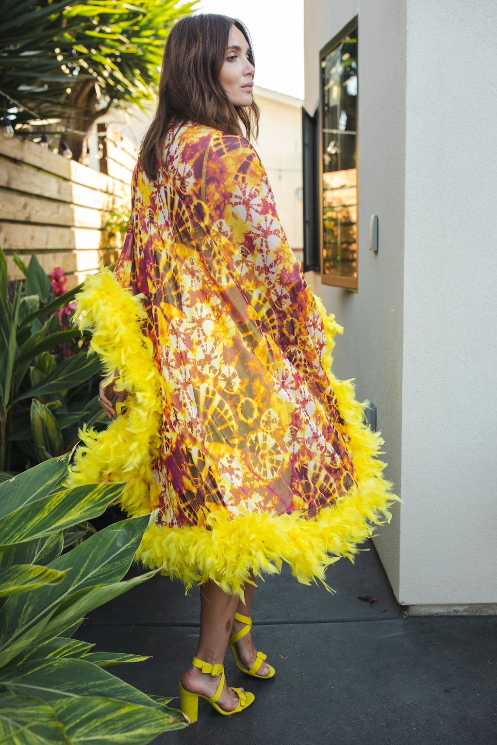 Intra Dimensiona Mockneck Caftan Kaftan Dress with Slip