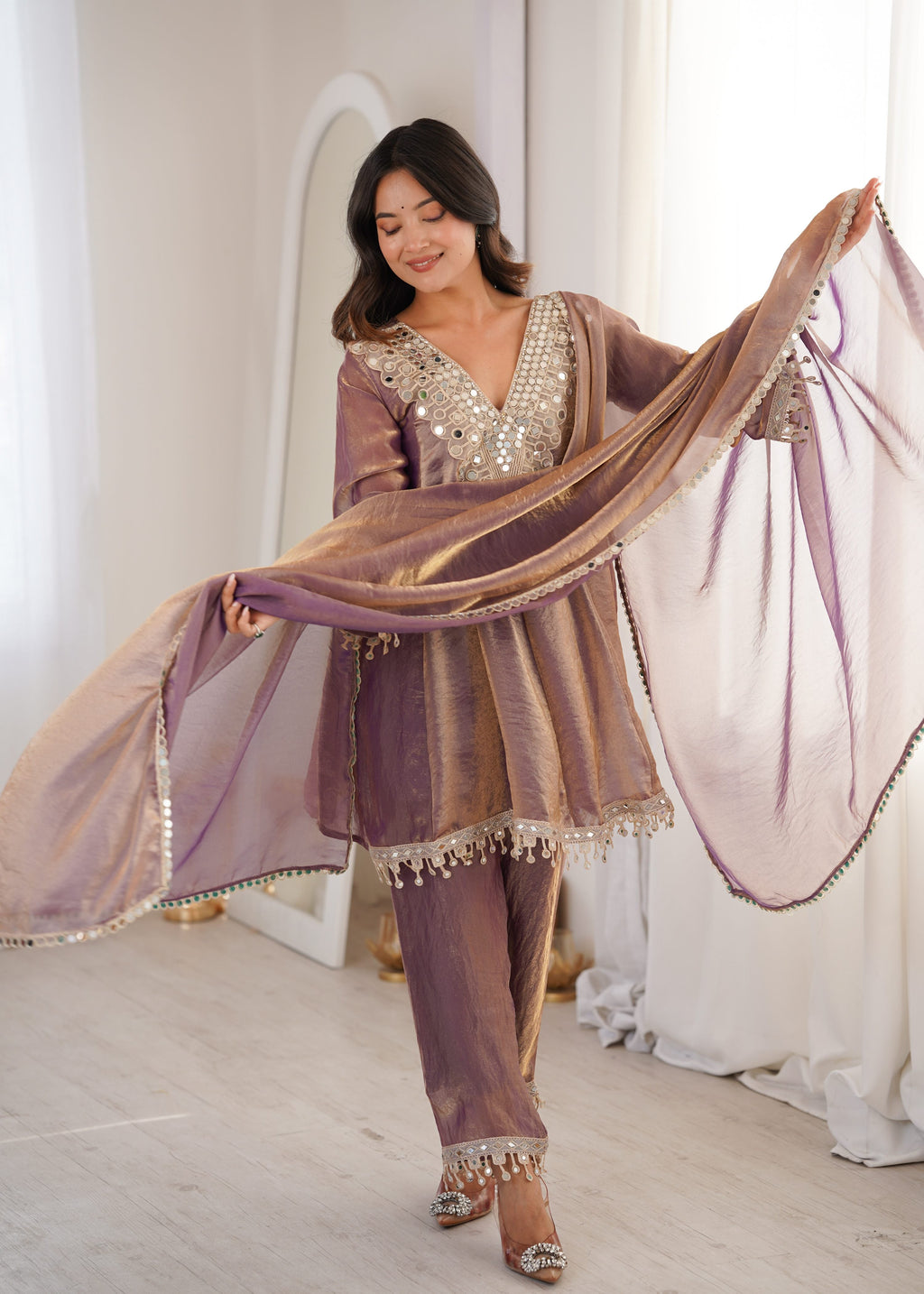 Jyoti Fashion Purple Fendy Embroidered Designer Kurta Set With Dupatta
