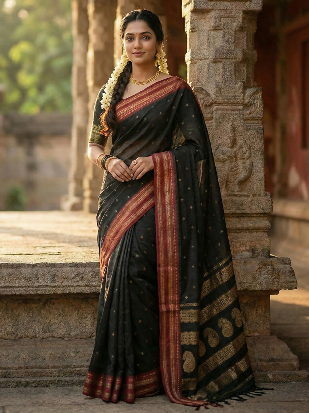 Shree Shyam Fashion Black Soft Silk Saree